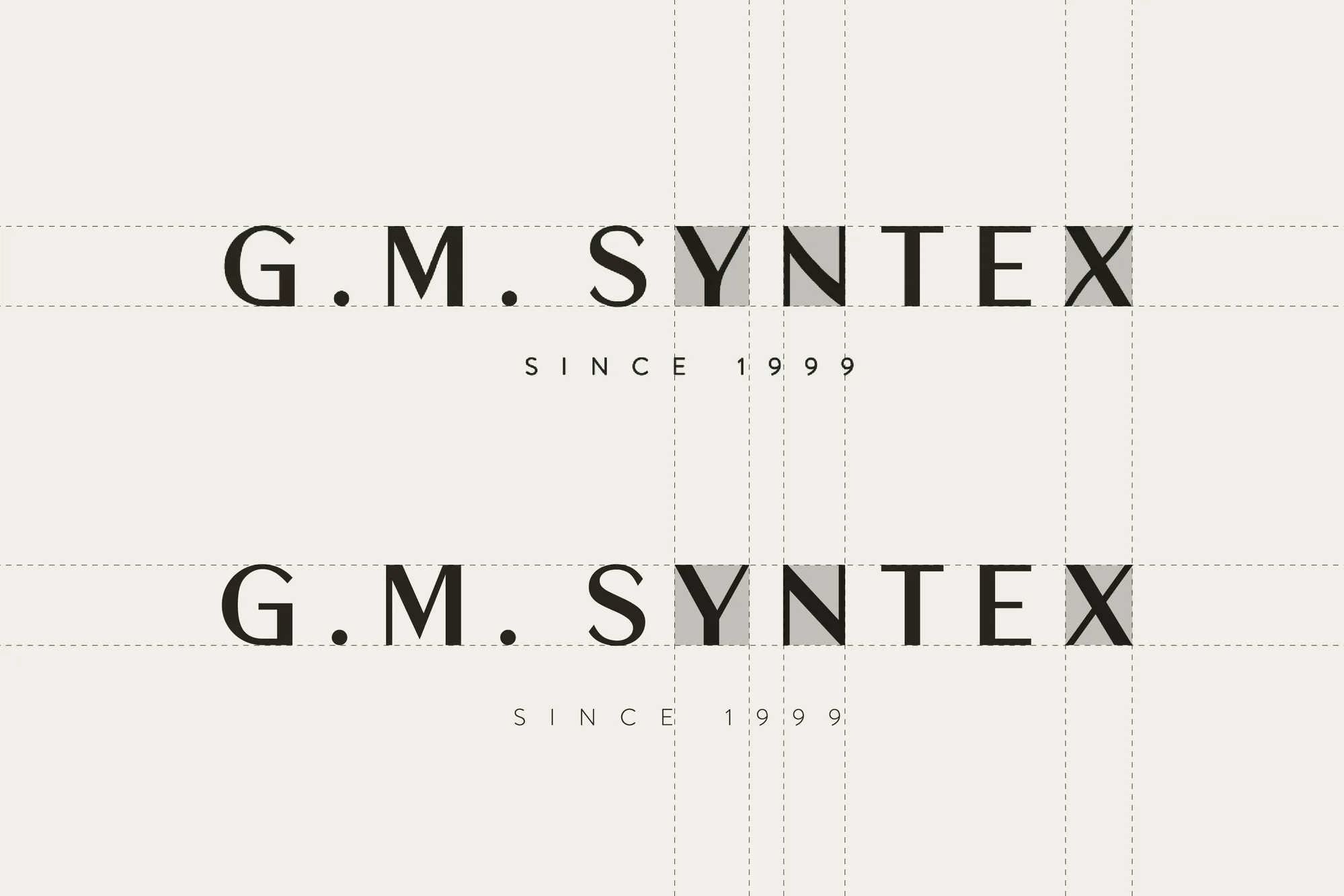 The two wordmarks on the grid