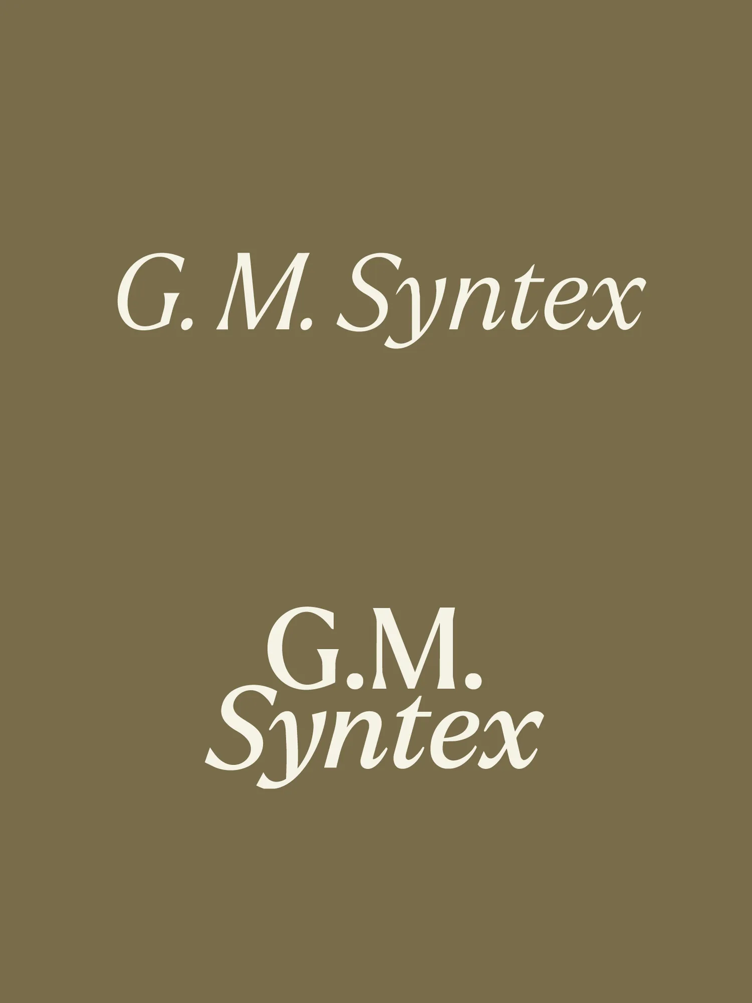 The de Le Cuona typeface set on GM Syntex